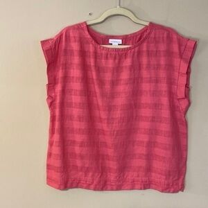 Liz Claiborne shirt women pink with darker pink stripes